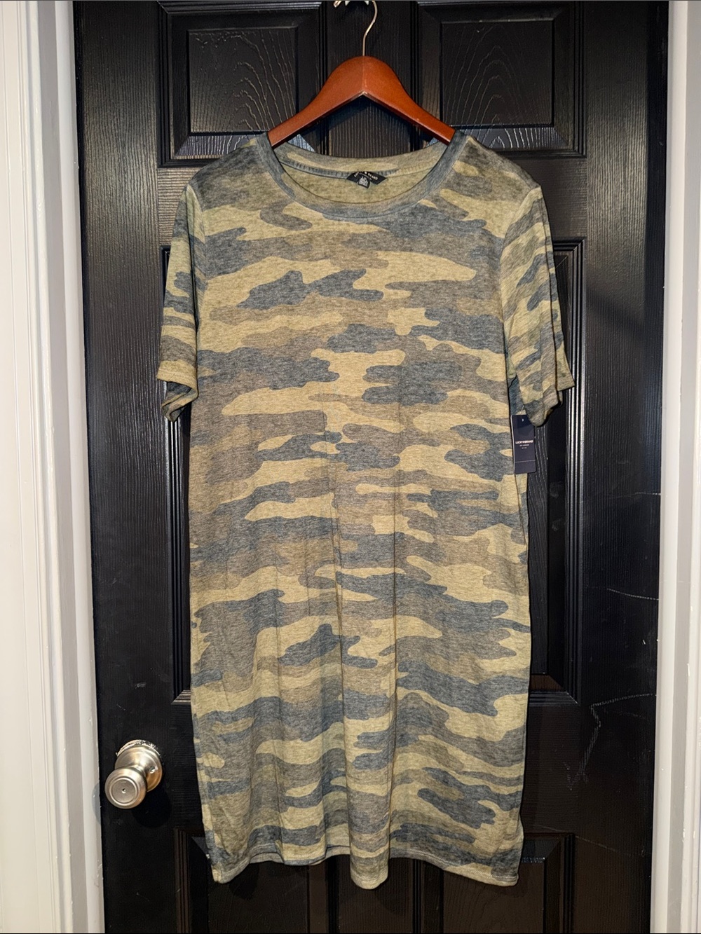 NWT Lucky Brand Short-Sleeve Camo T Shirt Dress Size Large